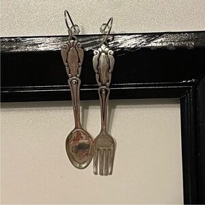 Funky Sterling Silver Spoon and Fork Earrings